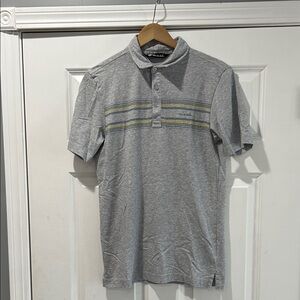 Travis Mathew Gray Polo Shirt with Subtle Stripes
